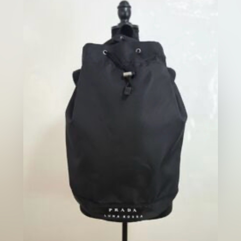 Prada Black Nylon Drawstring Adjustable Strap‎ Backpack Shoulder Duffle